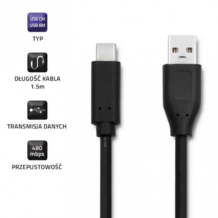 QOLTEC 50489 Qoltec Cable USB 3.1 tipo C kištukas USB 2.0 A kištukas 1,5 m