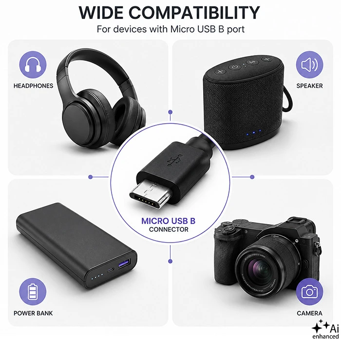 Qoltec USB A - micro USB B kabelis 0,25 m