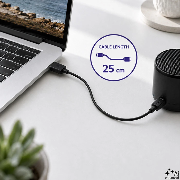 Qoltec USB A - micro USB B kabelis 0,25 m