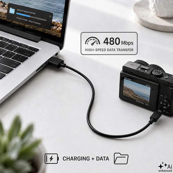 Qoltec USB A - micro USB B kabelis 0,25 m