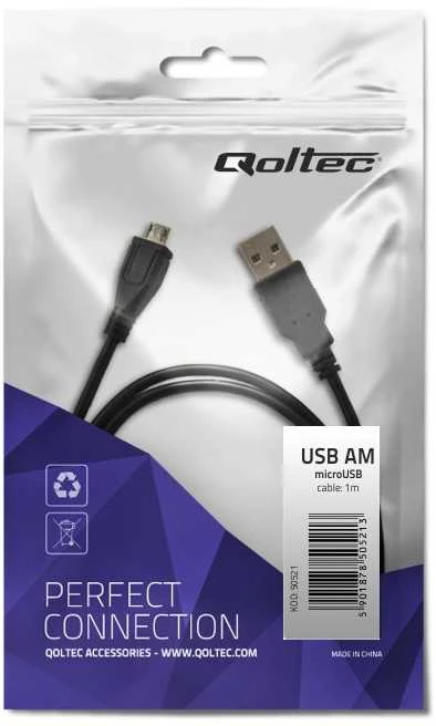 QOLTEC 50521 kabelis USB 2.0 kištukas / mikro USB kištukas