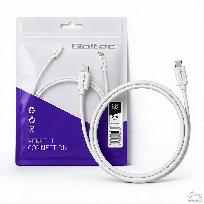 QOLTEC 52346 USB 2.0 kabelis C tipo kištukas USB 2.0 C tipo kištukas 2m Baltas