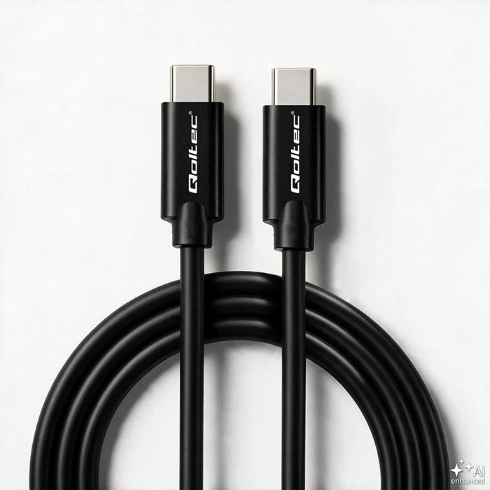 QOLTEC 52345 USB 2.0 kabelis C tipo kištukas USB 2.0 tipo C kištukas 2m Juodas