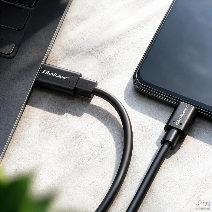 QOLTEC 52348 USB 2.0 cable type C male USB 2.0 type C male 3m Juodas