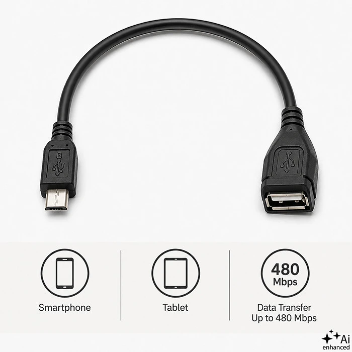 QOLTEC 50404 Qoltec Cable USB OTG 2.0 A female Micro USB B male 0.2m