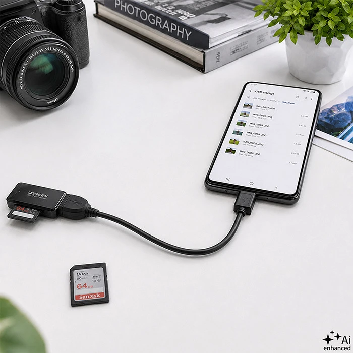 QOLTEC 50404 Qoltec Cable USB OTG 2.0 A female Micro USB B male 0.2m