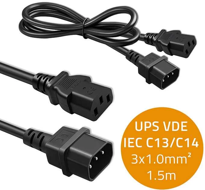 Qoltec Maitinimo ilgintuvas UPS IEC C13/C14 1,5m