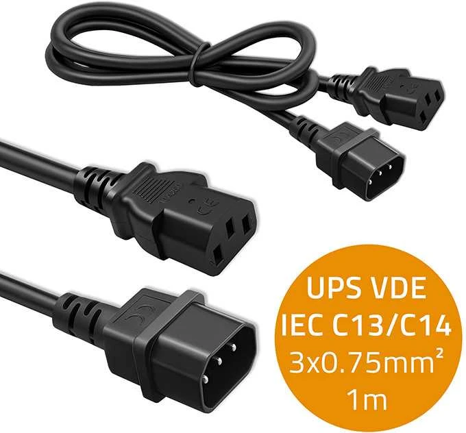 Qoltec Maitinimo ilgintuvas UPS IEC C13/C14 1m