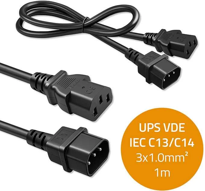 Qoltec Maitinimo kabelis IEC C13-C14 3x1.00mm² 1m