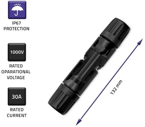 Qoltec saulės jungtis MC4 1000V vyr. + mot. 10 vnt