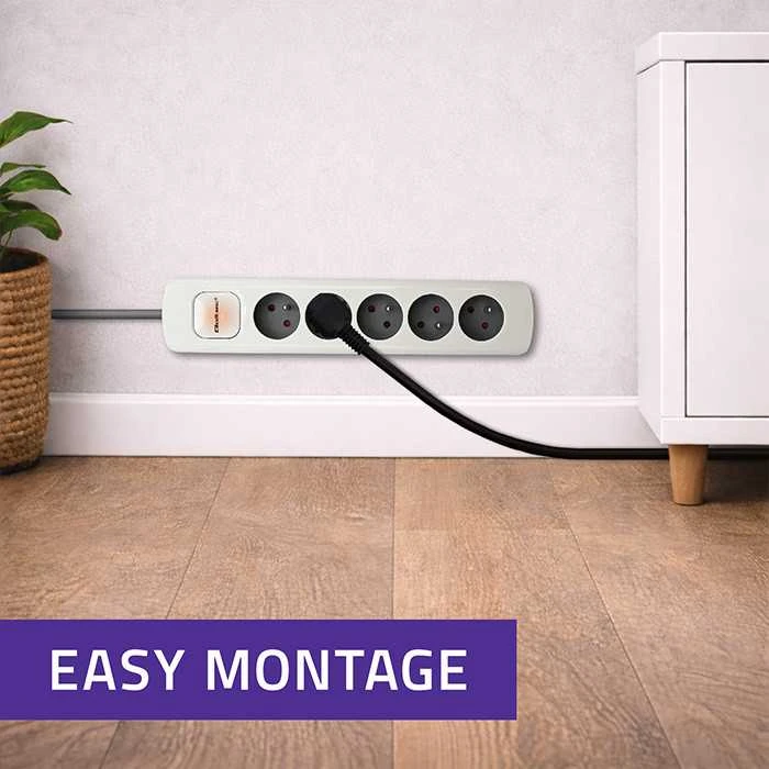 QOLTEC 50296 Power strip 5 sockets 1.8m Baltas pilkas