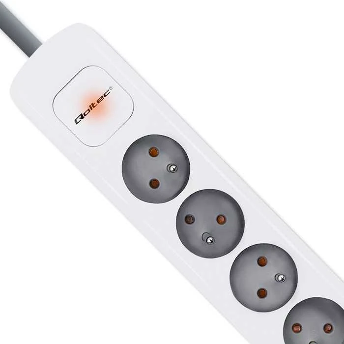 QOLTEC 50296 Power strip 5 sockets 1.8m Baltas pilkas