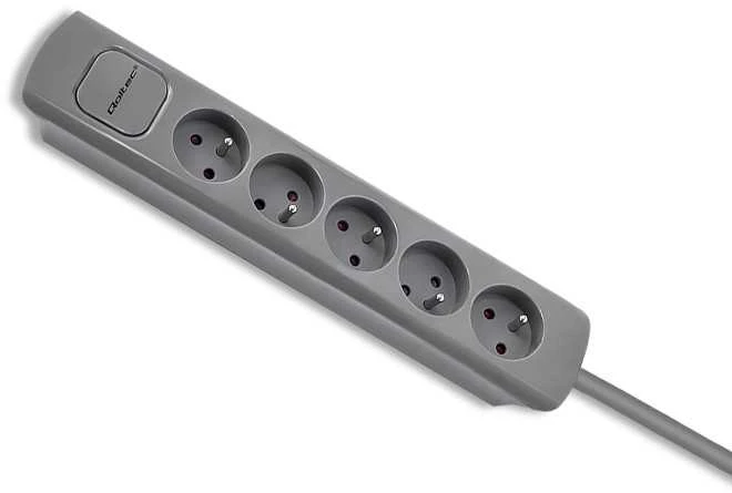 QOLTEC 50275 Maitinimo juosta 5 lizdai 1,8m Pilkas