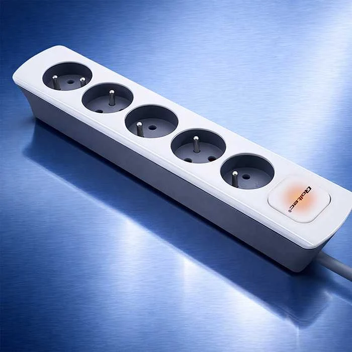 QOLTEC 50296 Power strip 5 sockets 1.8m Baltas pilkas