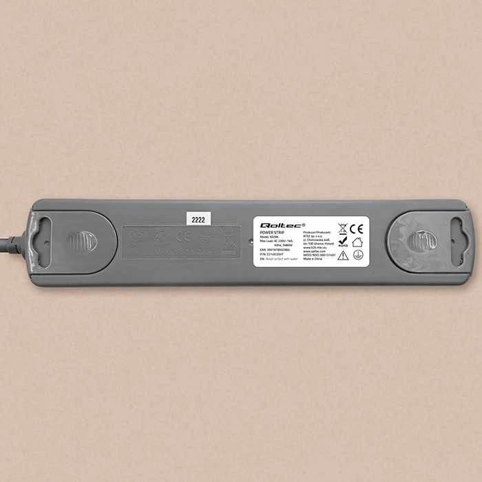 QOLTEC 50296 Power strip 5 sockets 1.8m Baltas pilkas