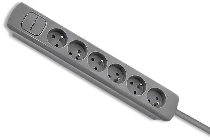 QOLTEC 50277 Maitinimo juostelė 6 lizdai 1,8m Pilkas