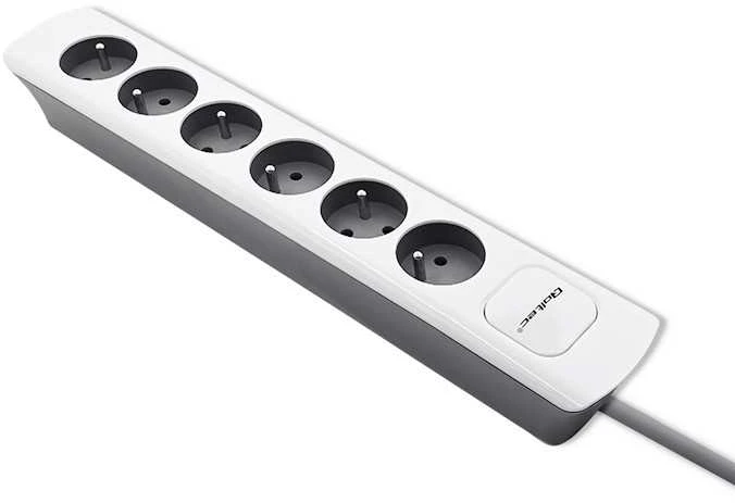 QOLTEC 50297 Maitinimo juosta 6 lizdai 1,8 m Balta pilka
