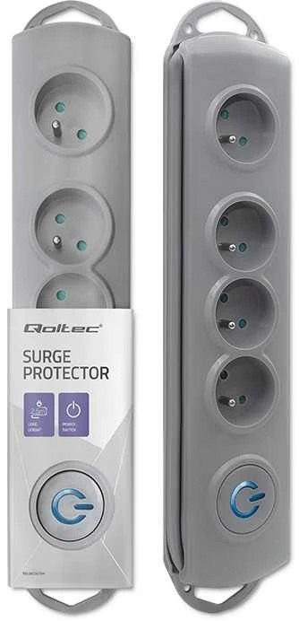 QOLTEC 50164 Apsaugos nuo viršįtampių Quick Switch 4 lizdai pilka 2,5m