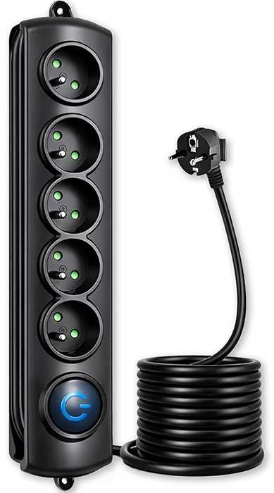 QOLTEC Apsauga nuo viršįtampių Quick Switch 5 lizdai 3m juodas