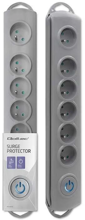 QOLTEC 50166 Qoltec Apsaugos nuo viršįtampių Quick Switch 6 lizdai pilka 3m