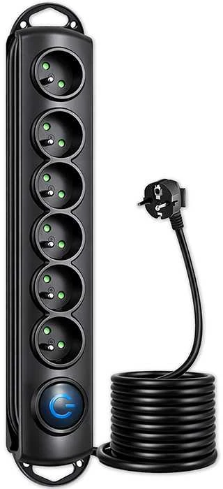 QOLTEC Apsauga nuo viršįtampių 6 lizdai 5m