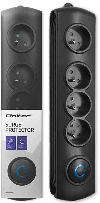 QOLTEC 50105 Viršįtampių apsauga 4 maitinimo lizdas 2,5m