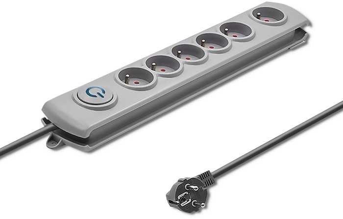 QOLTEC 50165 Apsaugos nuo viršįtampių Quick Switch 6 lizdai pilka 1.8m