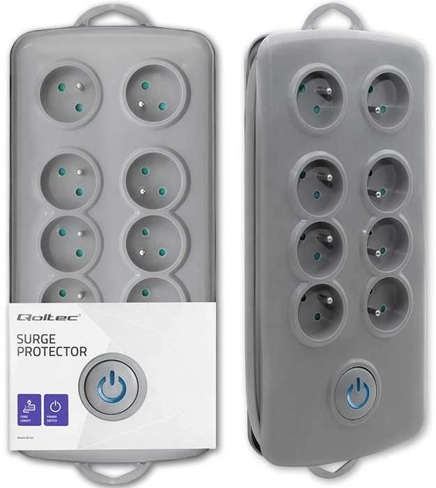 QOLTEC 50162 Apsaugos nuo viršįtampių Quick Switch 8 lizdai pilka 2,5m