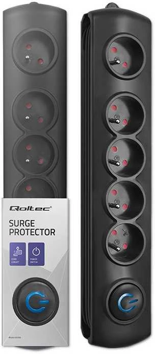 QOLTEC Apsauga nuo viršįtampių Quick Switch 5 lizdai 1,8m juodas