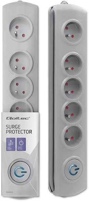 QOLTEC Apsauga nuo viršįtampių Quick Switch 5 lizdai 1.8m pilka