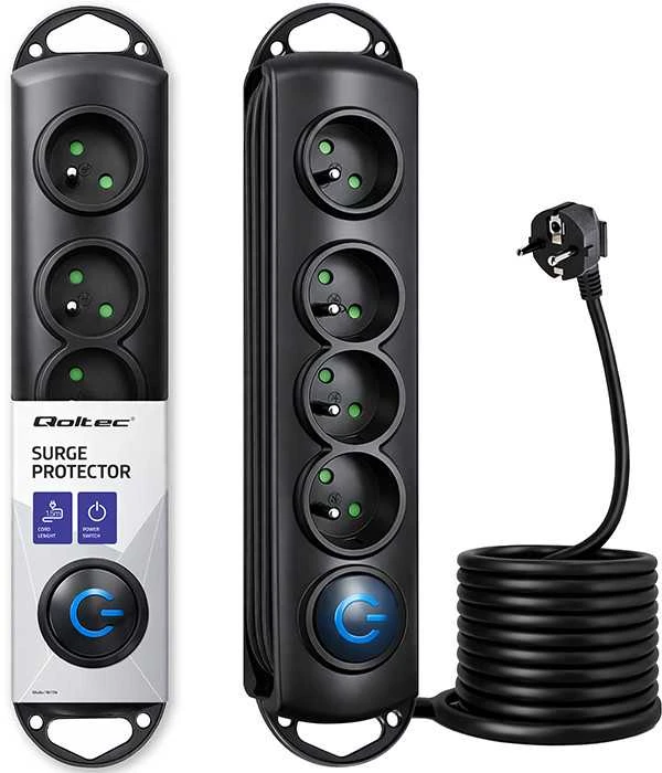 QOLTEC 50104 Viršįtampių apsauga 4 maitinimo lizdas 1,5m