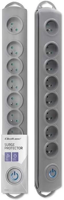 QOLTEC 50167 Apsaugos nuo viršįtampių Quick Switch 8 lizdai pilka 1,8m