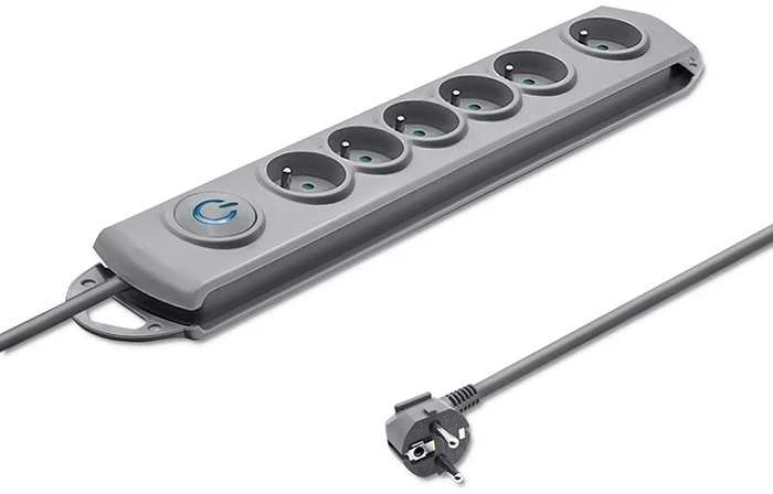 QOLTEC 50166 Qoltec Apsaugos nuo viršįtampių Quick Switch 6 lizdai pilka 3m