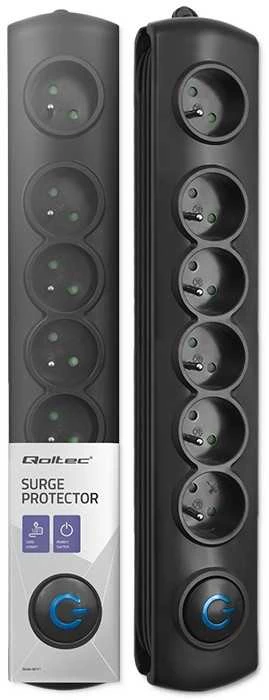QOLTEC 50111 Surge Protector 6 maitinimo lizdas 1,8m