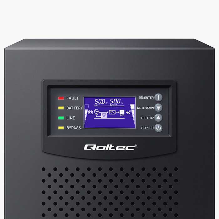 Qoltec Atsarginis maitinimo šaltinis UPS 3 fazių | 10kVA | LCD | EPO | USB | SNMP | On-line | Aukšto dažnio