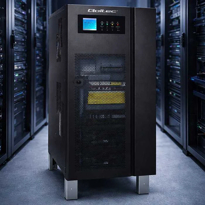 Qoltec Atsarginis maitinimo šaltinis UPS 3 fazių | 20kVA | 16KW | LCD | EPO | SNMP | USB | On-line | Žemo dažnio