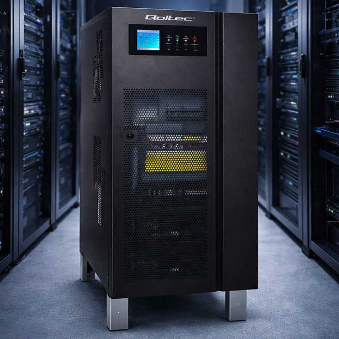 Qoltec 53948 Nepertraukiamo maitinimo šaltinis UPS 3 fazių | 10KVA | 8kW | LCD