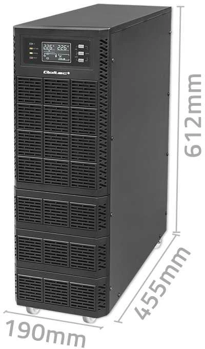QOLTEC 52283 Nepertraukiamo maitinimo šaltinis UPS / 6kVA / 6000W / Galios koeficientas 1.0 / LCD / EPO / USB / Prisijungęs