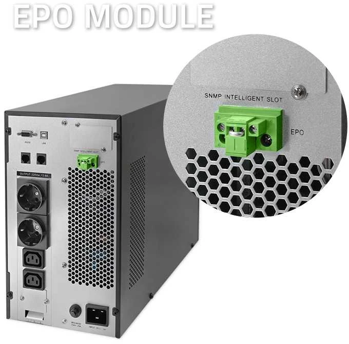 QOLTEC 52282 Nepertraukiamo maitinimo šaltinis UPS / 3kVA / 3000W / Galios koeficientas 1.0 / LCD / EPO / USB / Prisijungęs