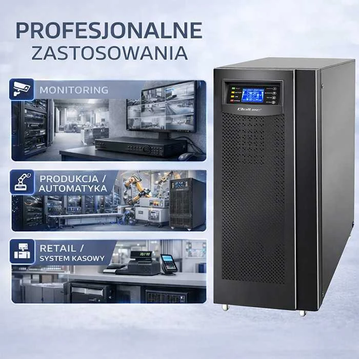 QOLTEC 53044 Qoltec Nepertraukiamas maitinimo šaltinis On-line 10KVA 8kW LCD USB
