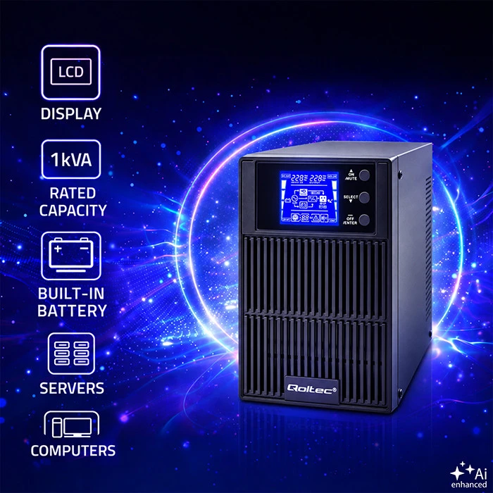 Maitinimo šaltinis Qoltec 53042 (MT, 1000VA)