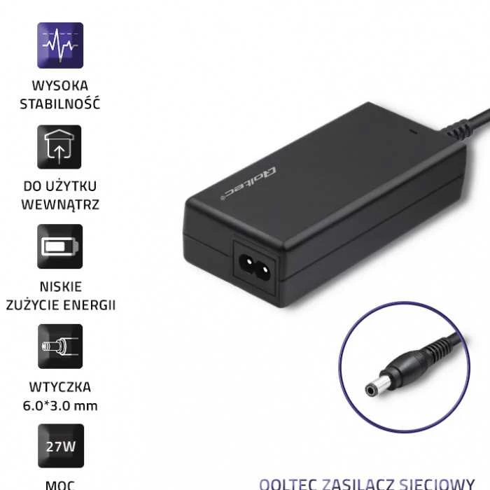 QOLTEC 51522 Qoltec kintamosios srovės adapteris 27W 12V 2,25A 6,0 3,0 + maitinimo laidas