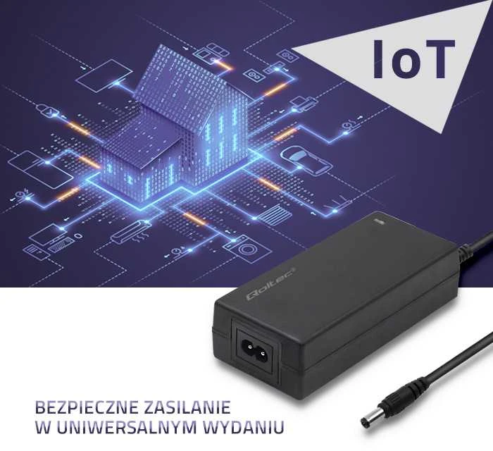 QOLTEC 50796 Stalinio kompiuterio maitinimo šaltinis 60W 12V 5A 5,5x2,1 + maitinimo kabelis
