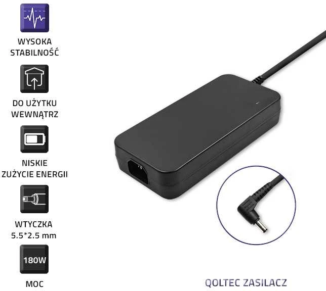 QOLTEC 51532 Nešiojamas kompiuteris AC power adapter Asus 180W 19.5V 9.23A 5.5 2.5