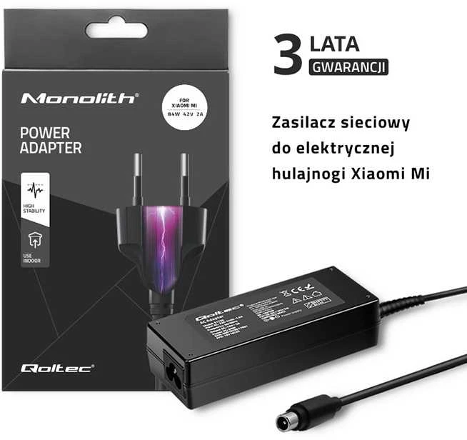 QOLTEC 51768 Maitinimo blokas Qoltec skirtas Xiaomi Mi elektriniam paspirtukui 84W 42V 2A 8.0*8.0+pin