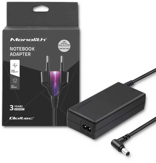 QOLTEC 50014 Nešiojamas kompiuteris kintamosios srovės adapteris 65W 3,25 A 20V 5,5x2,5 + maitinimo laidas