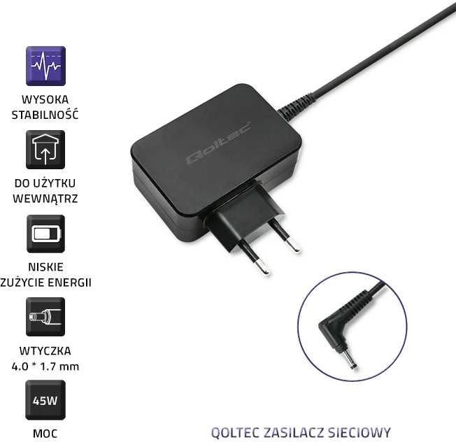 QOLTEC 52393 Maitinimo adapteris, skirtas Lenovo 45W 20V 2.25A 4.0x1.7