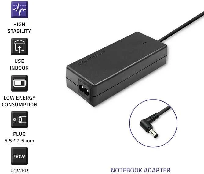 QOLTEC 50097 Nešiojamas kompiuteris AC power adapter IBM Lenovo 90W 19V 4.9A 5.5x2.5