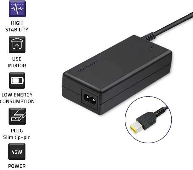 QOLTEC 50098 Nešiojamas kompiuteris AC maitinimo adapteris Qoltec Lenovo 45W 20V 2.25A SlimTip+pin