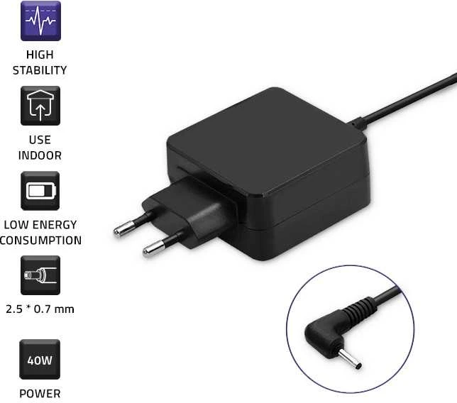 QOLTEC 50067 Nešiojamas kompiuteris kintamosios srovės adapteris Qoltec Samsung 40W 12V 3,33 A 2,5 0,7